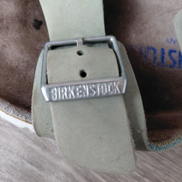 Birkenstock Arizona Sandals Women Size 36 US 5-5.5 Green Birkibuc 2 Strap Slides - Picture 9 of 13